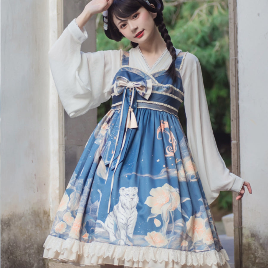 Chinese Style High Waist Lolita Jumper Skirt