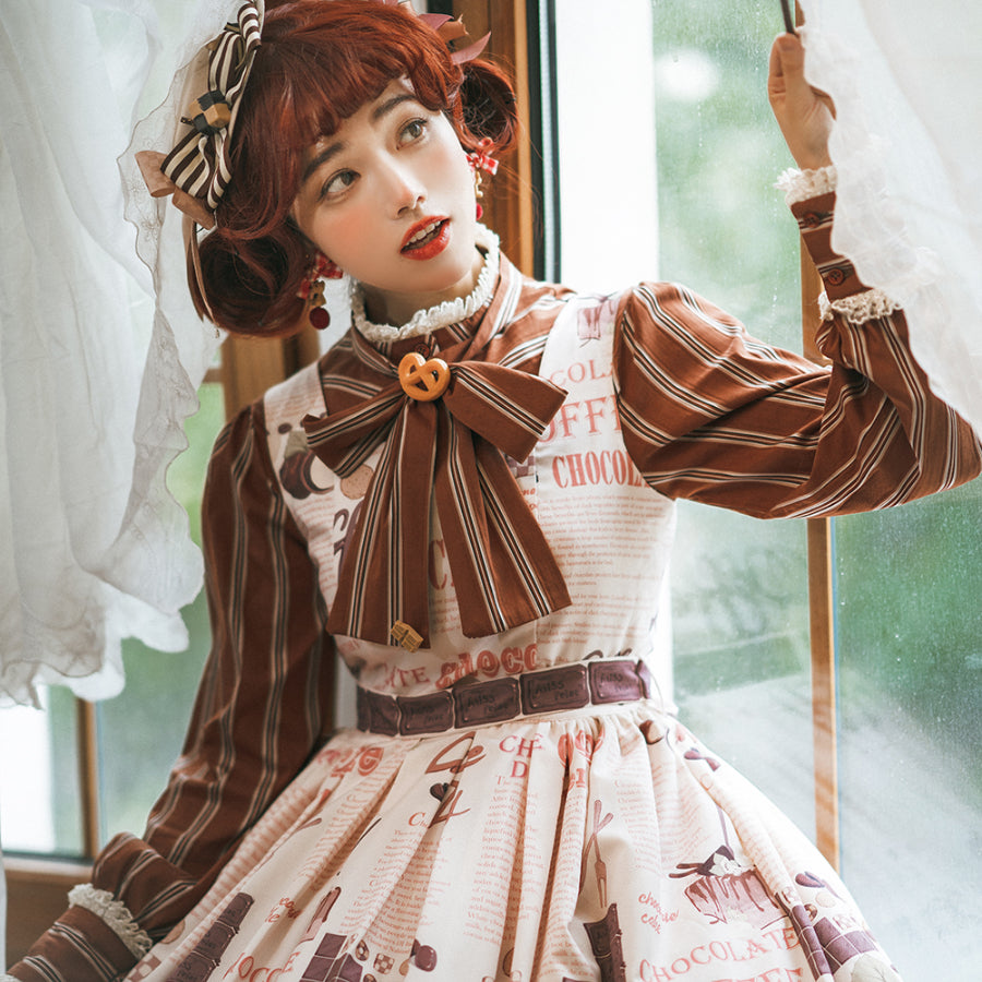 Chocolate Daily Sweet Lolita Stripe Long Sleeve Shirt