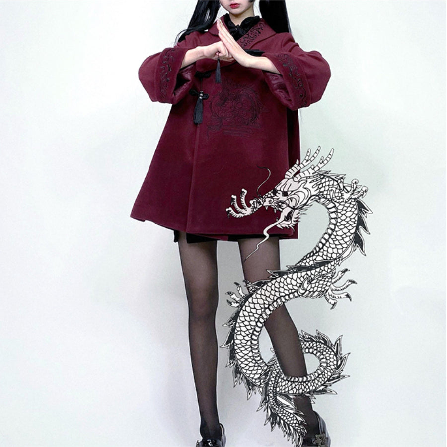 Chinese Style Spring Autumn Woolen Coat