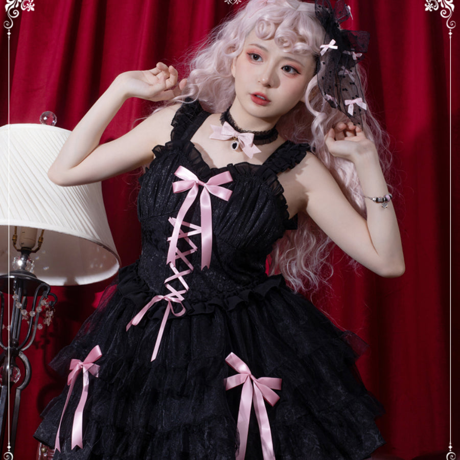 Sweet and Cool Gothic Lolita Slip Dress and Long-sleeved Dress S22810