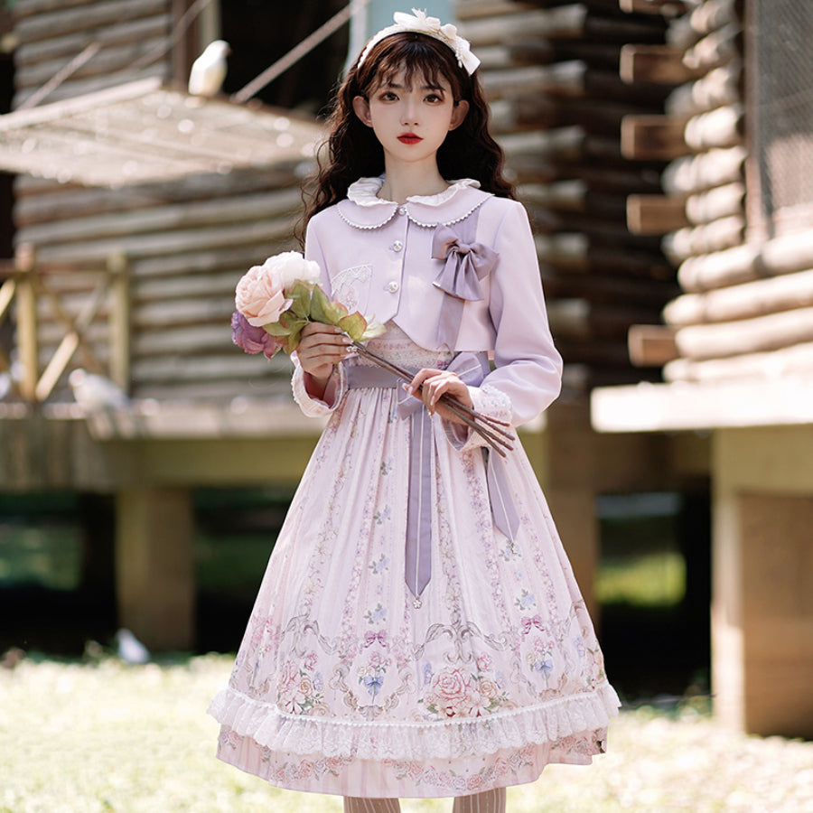 Original Daily Elegant Lolita A Line Jumper Skirt Sets - cosfun