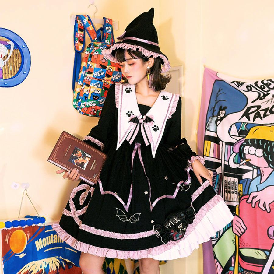 Halloween Gothic Thicken Lolita Long Sleeve Dress