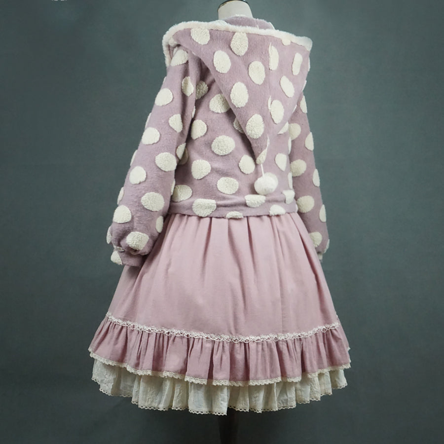 Autumn Winter Woolen Lolita Dot Coat