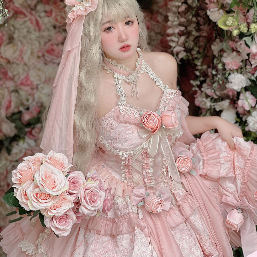 Original Sweet Fairy Rose Lolita Princess Dress Sets S22634