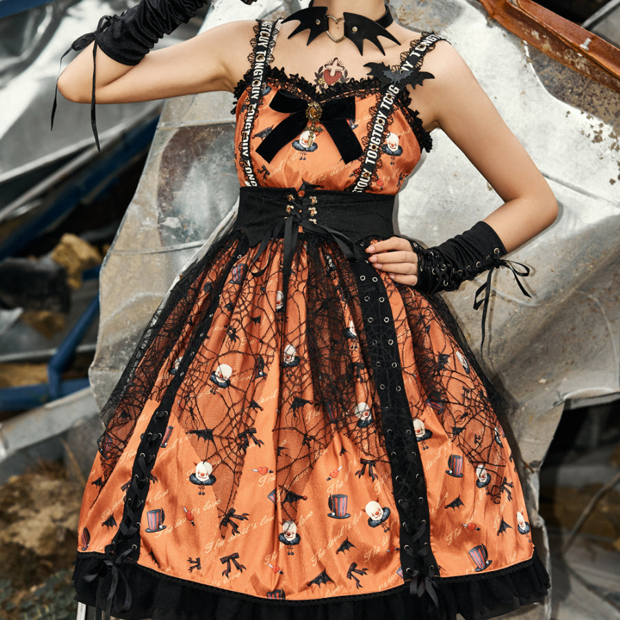 Halloween Gothic Lolita Lace Up Slip Dress