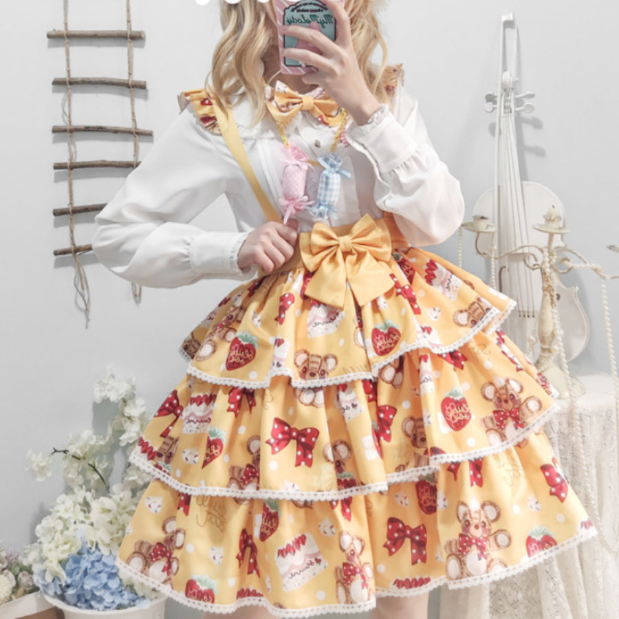 Daily Lovely Lolita Printed Short Strap Skirt