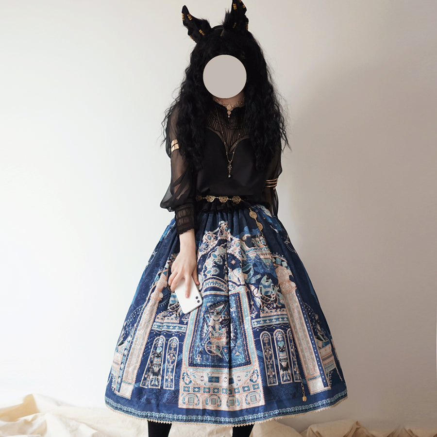 Egypt Style Simple Daily Lolita Printed Long Skirt