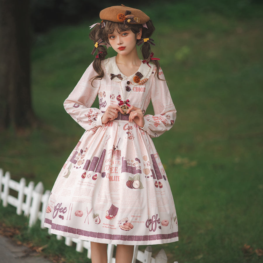 Daily Sweet Lolita Printed Long-sleeved Dress