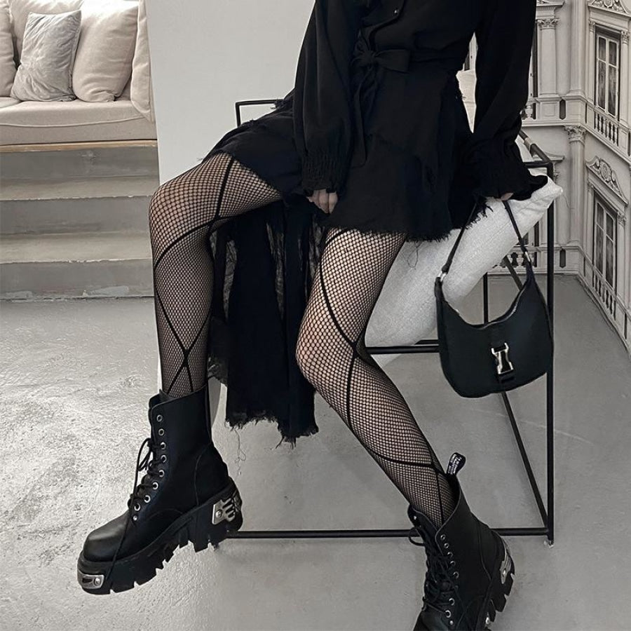 1pc Women's Black Personality Star & Moon Pattern Mesh Tights, Fashionable  Sexy Streetwear Fishnet Stockings