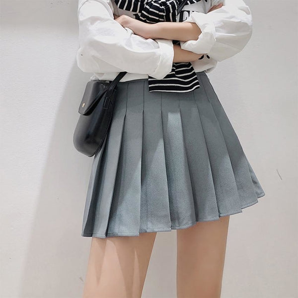 Fashion Solid Pleated Skirt J40362