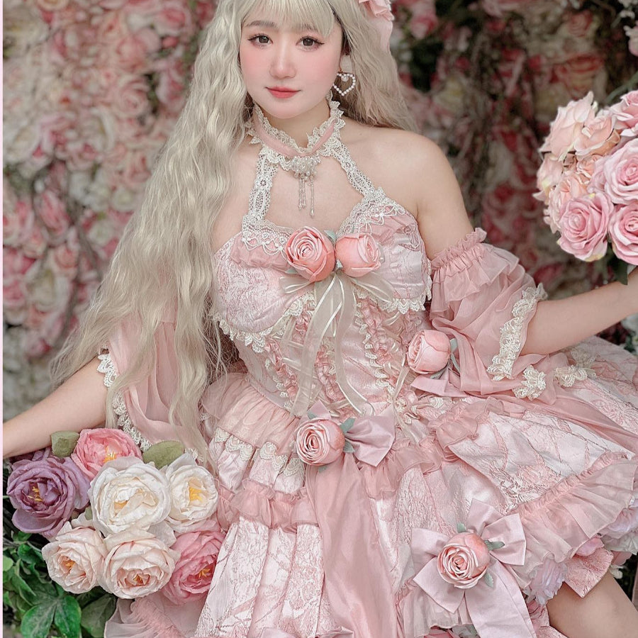 Original Sweet Fairy Rose Lolita Princess Dress Sets S22634