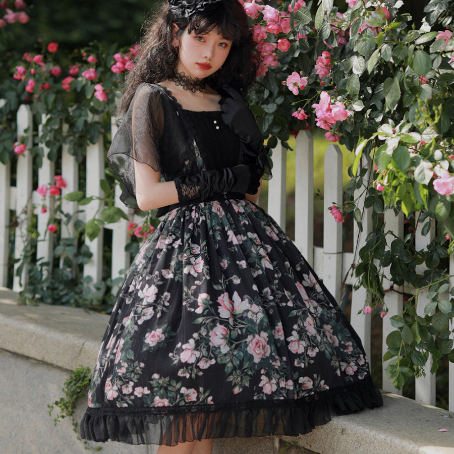 Rose of French Elegant Summer Lolita Short-sleeved Dress