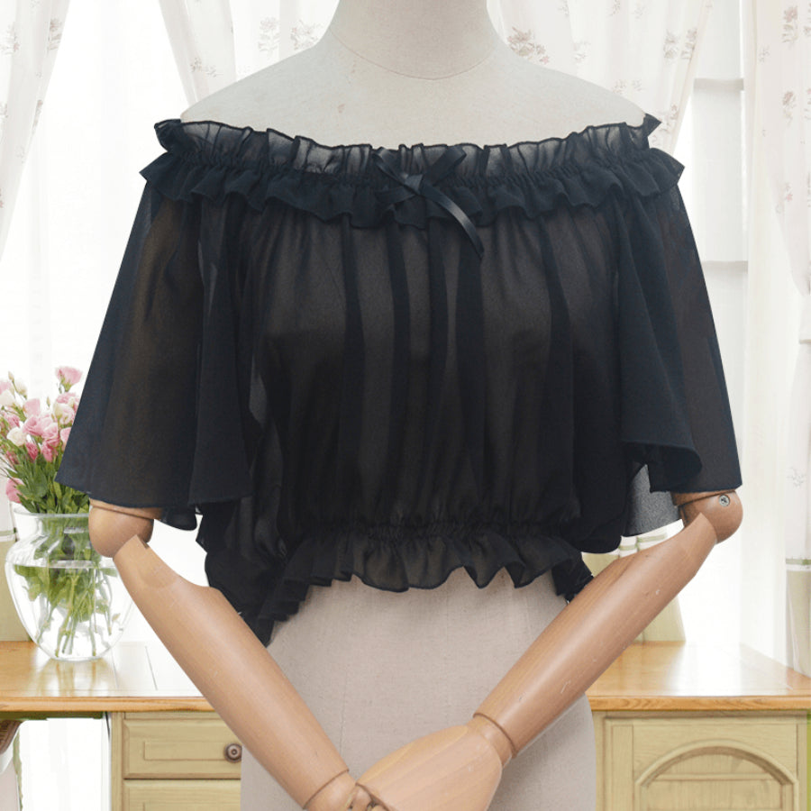 Off Shoulder Chiffon Lolita Flying Sleeve Shirt