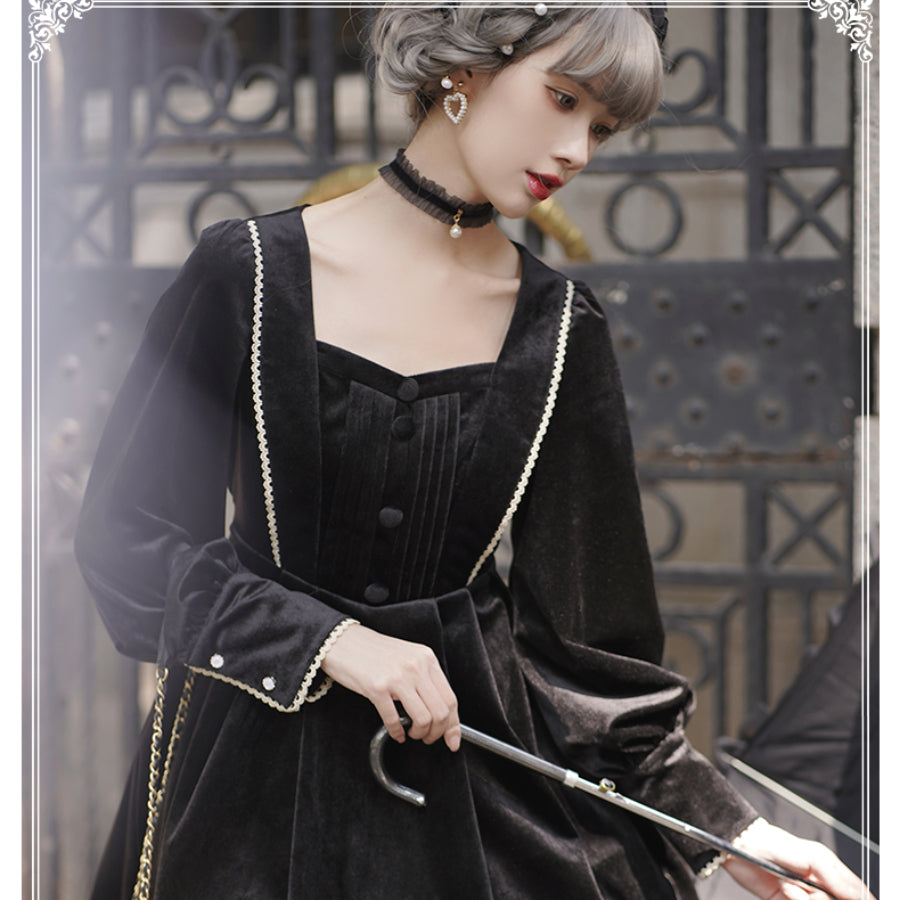 Elegant Autumn Winter Lolita Long-sleeved Dress