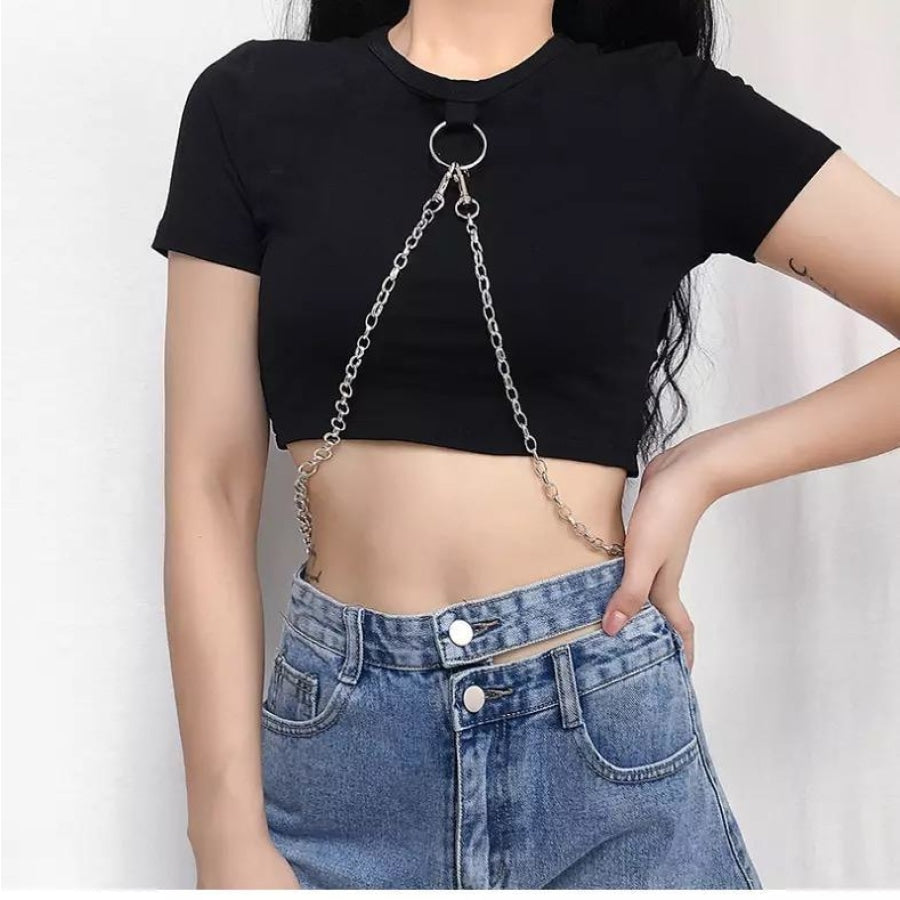 Gothic Grunge Chain Crop Top J20052