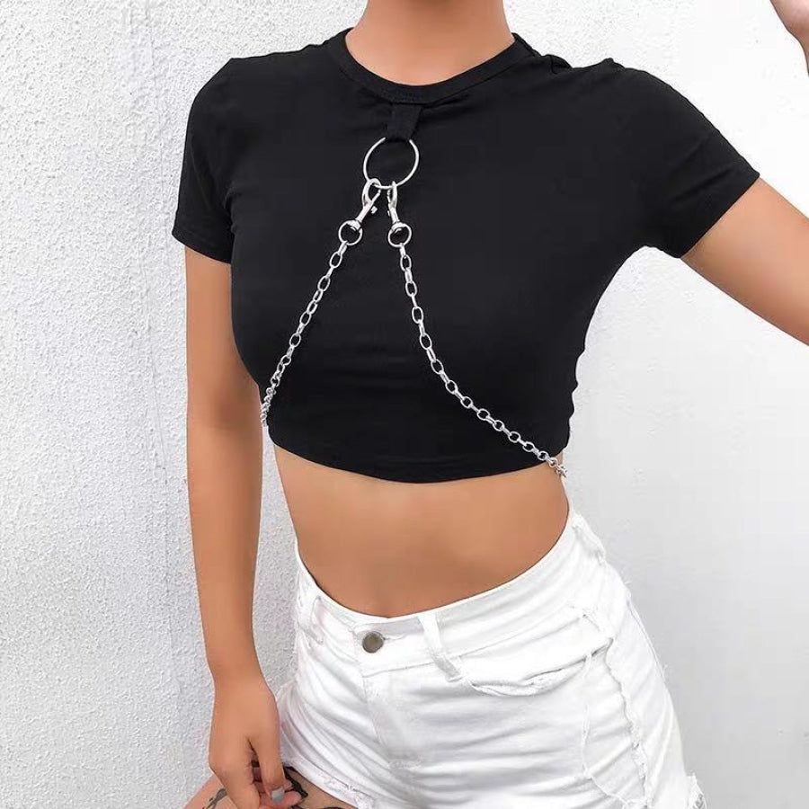 Gothic Grunge Chain Crop Top J20052