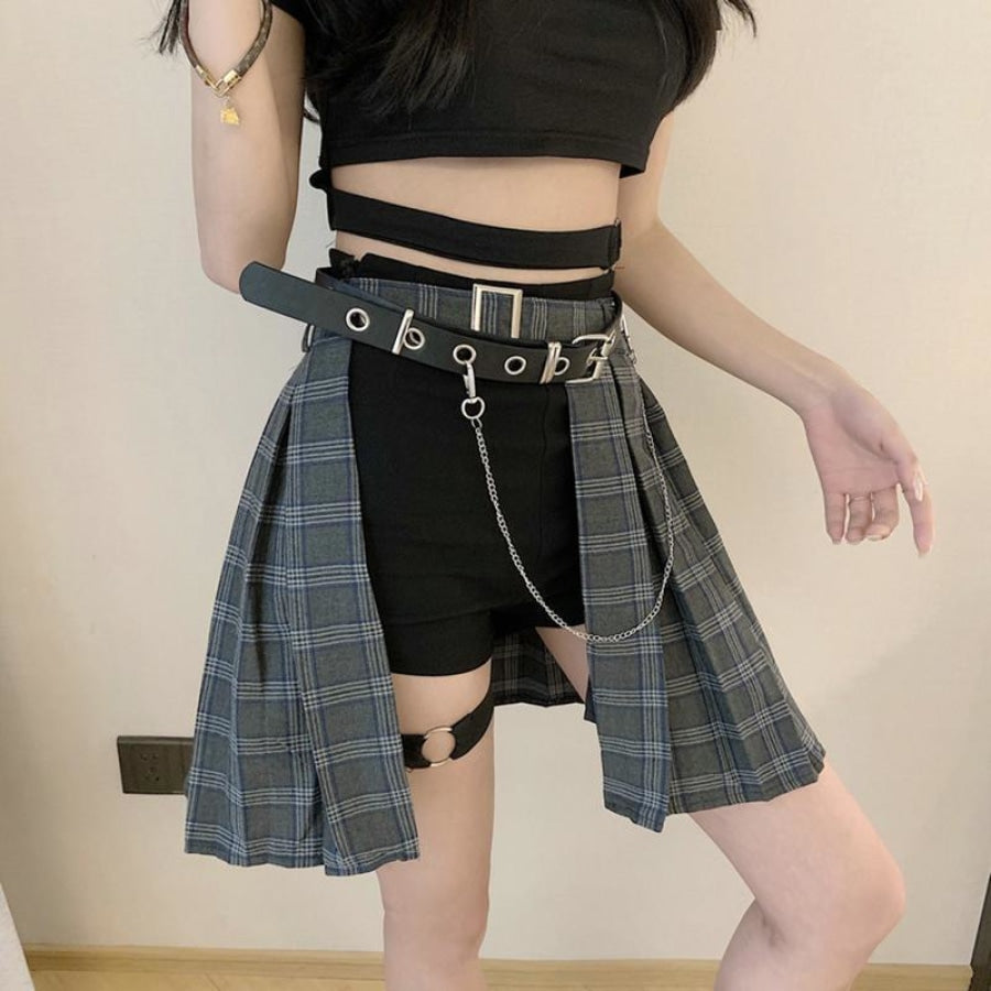 Gothic Irregular High Waist Plaid Skirt Mp006149 Dress