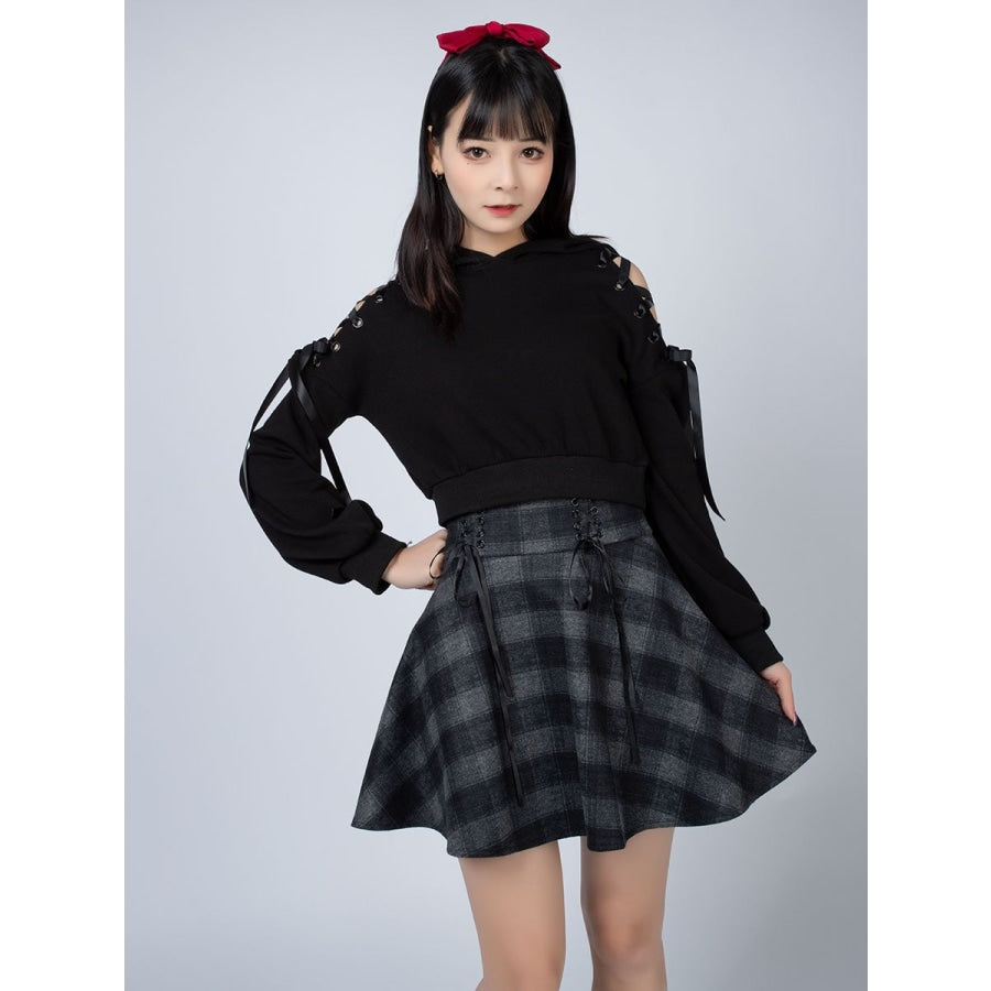 High Waist Plaid Lace Up Skirt Brigitte Mp006000 Skirt