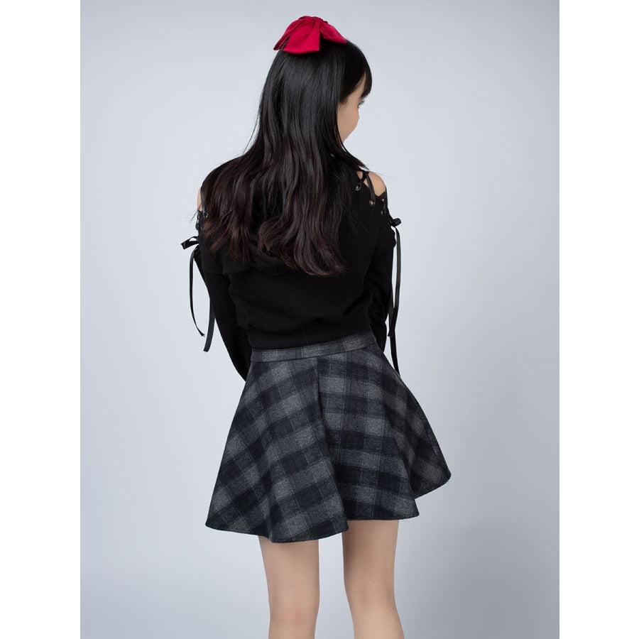 High Waist Plaid Lace Up Skirt Brigitte Mp006000 Skirt