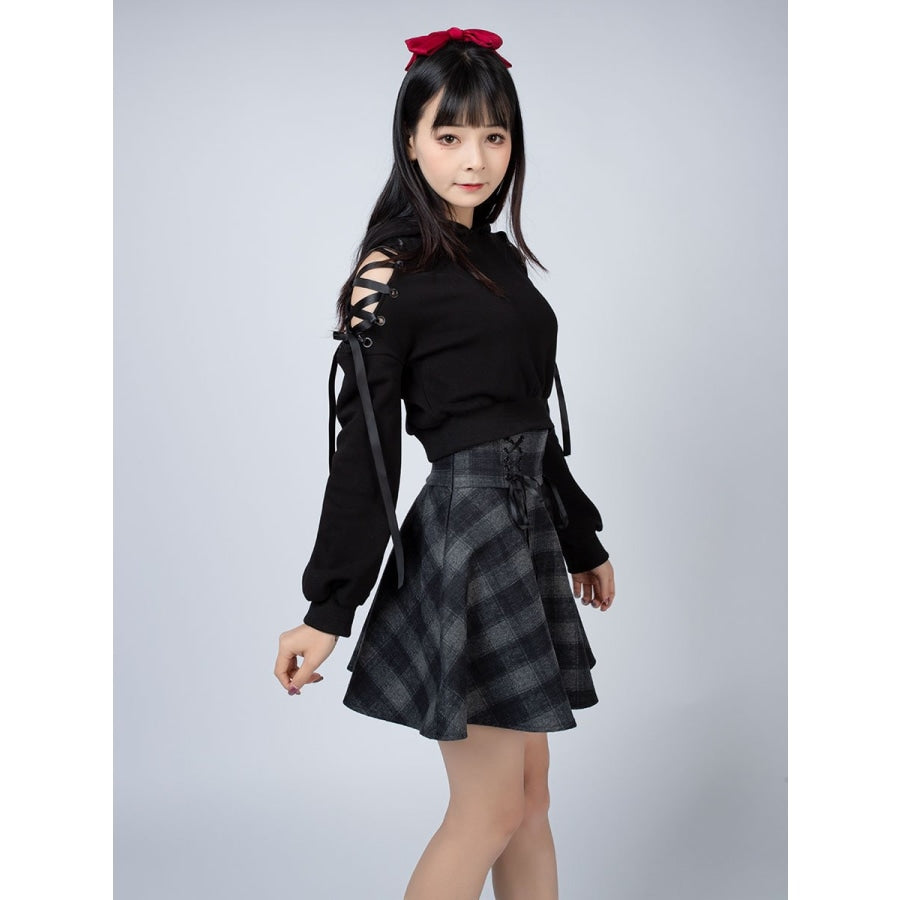 High Waist Plaid Lace Up Skirt Brigitte Mp006000 Skirt