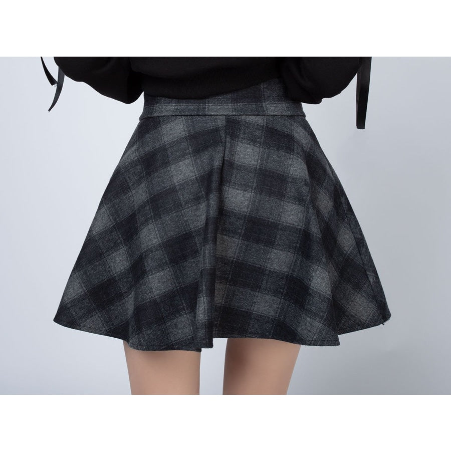 High Waist Plaid Lace Up Skirt Brigitte Mp006000 Skirt