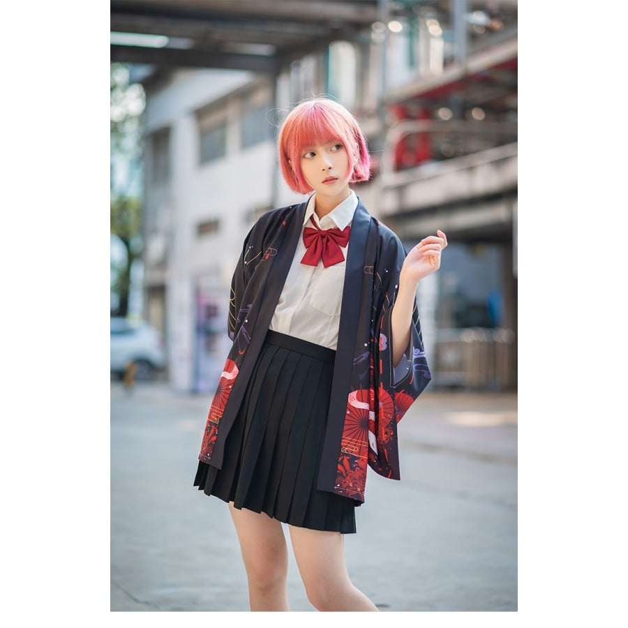 Ins Ulzzang Ancient Lethe Snake Print Haori Kimono Coat