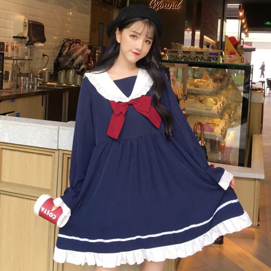 Japanese Frilled Sailor Collar Dress Mp006030