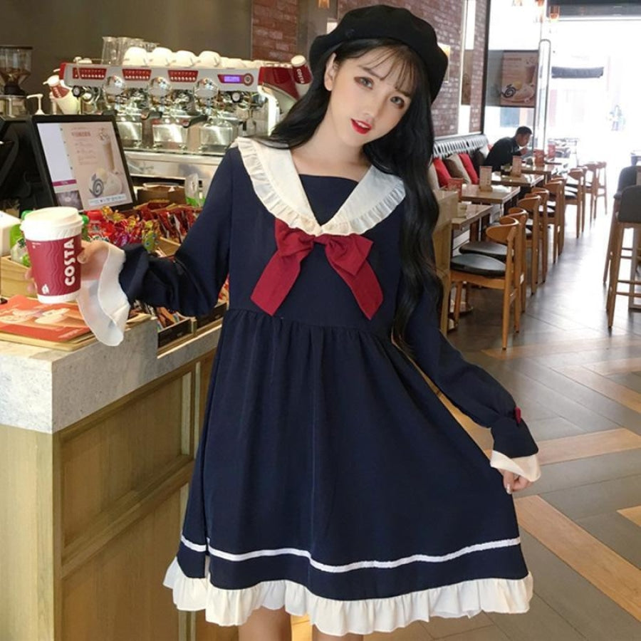 Japanese Frilled Sailor Collar Dress Mp006030