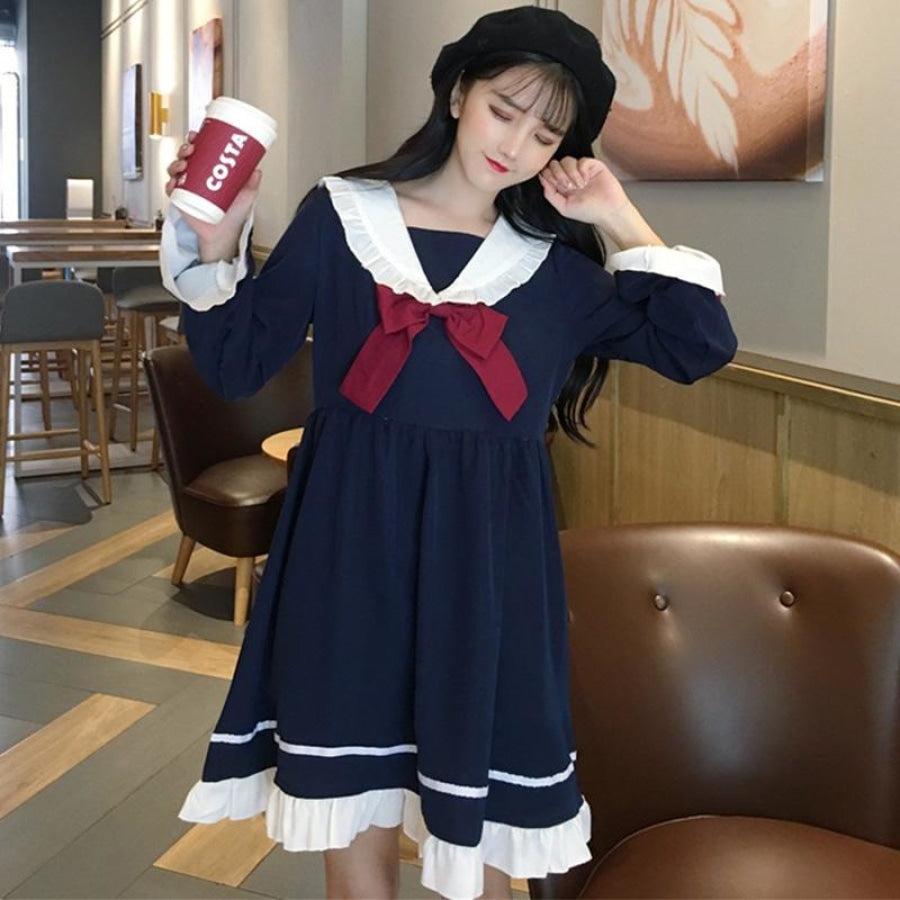 Japanese Frilled Sailor Collar Dress Mp006030