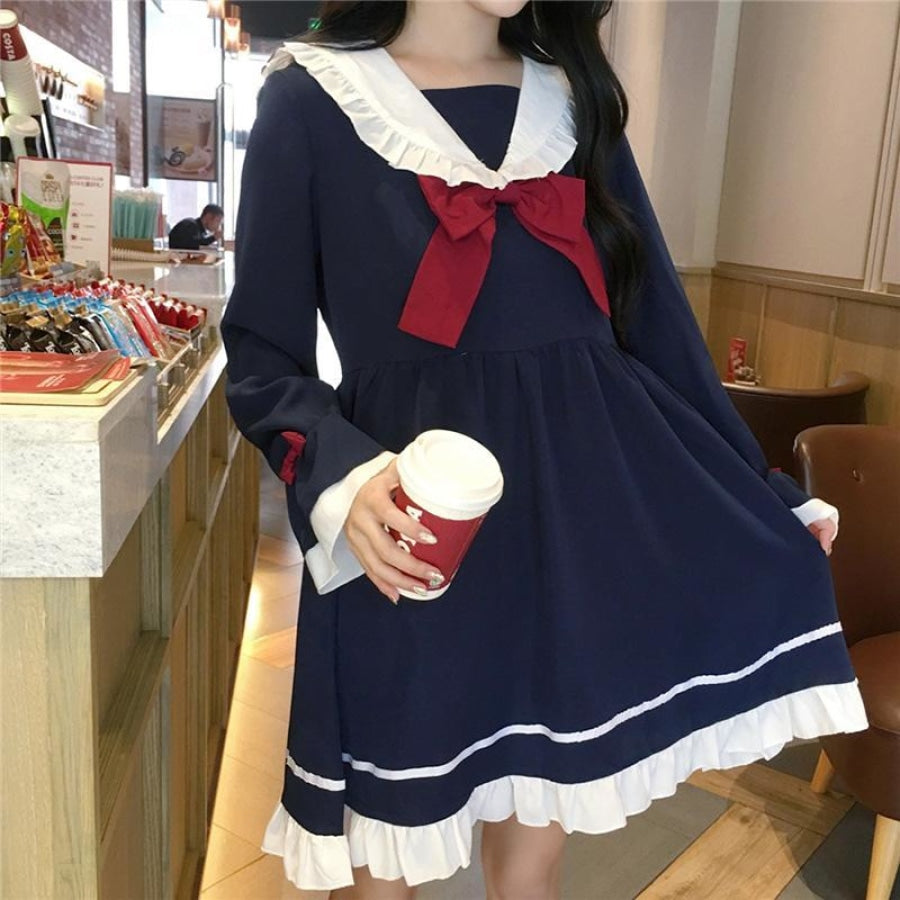 Japanese Frilled Sailor Collar Dress mp006030 - cosfun