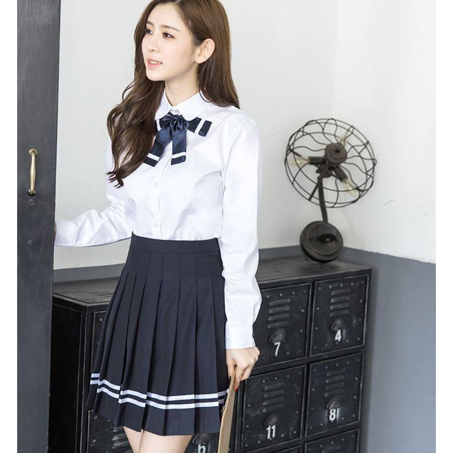 Japanese Korean Style School Jk Uniform Suits White Shirt Pleated Skirt Mp006145