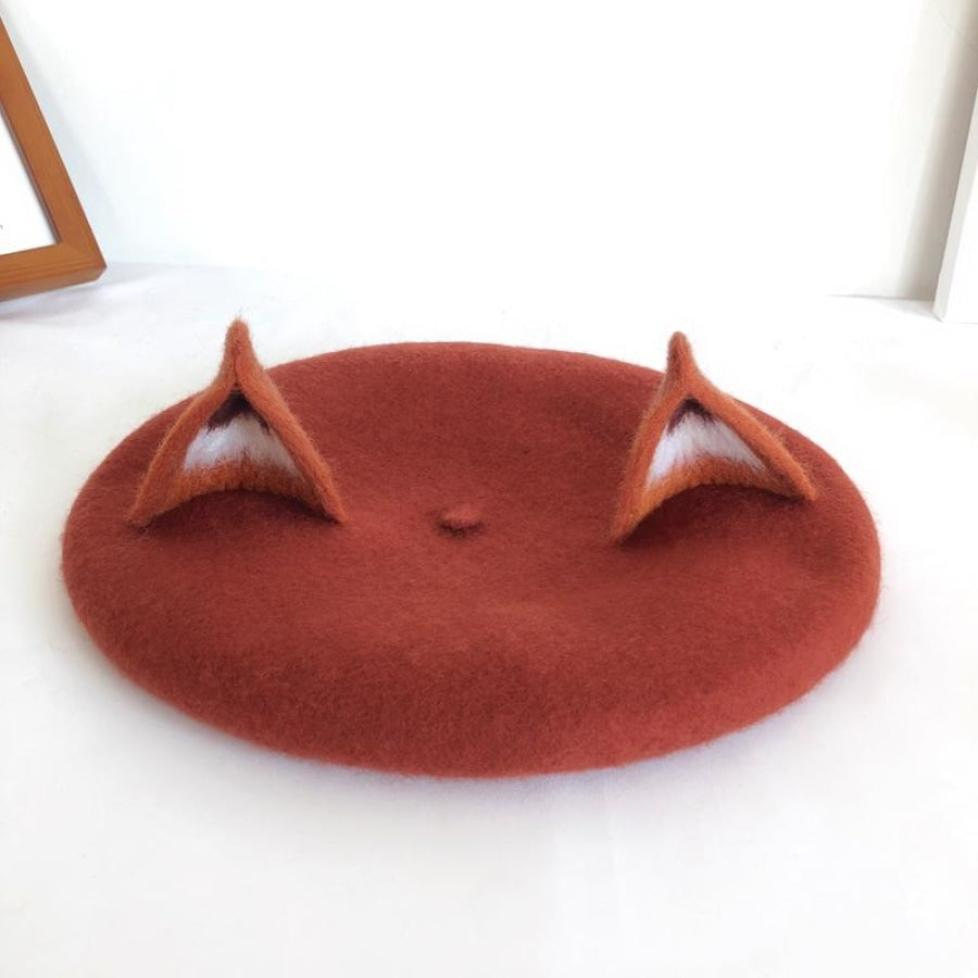 Japanese New Cute Fox Ear Caramel Woolen Beret Caps C00061 Hats&caps