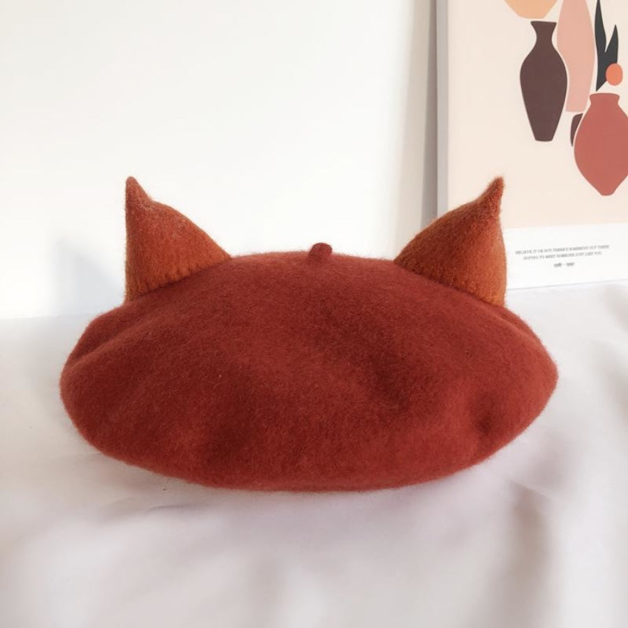 Japanese New Cute Fox Ear Caramel Woolen Beret Caps C00061 Hats&caps