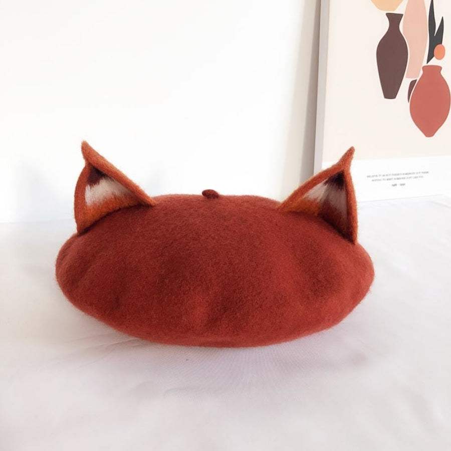 Japanese New Cute Fox Ear Caramel Woolen Beret Caps C00061 Hats&caps