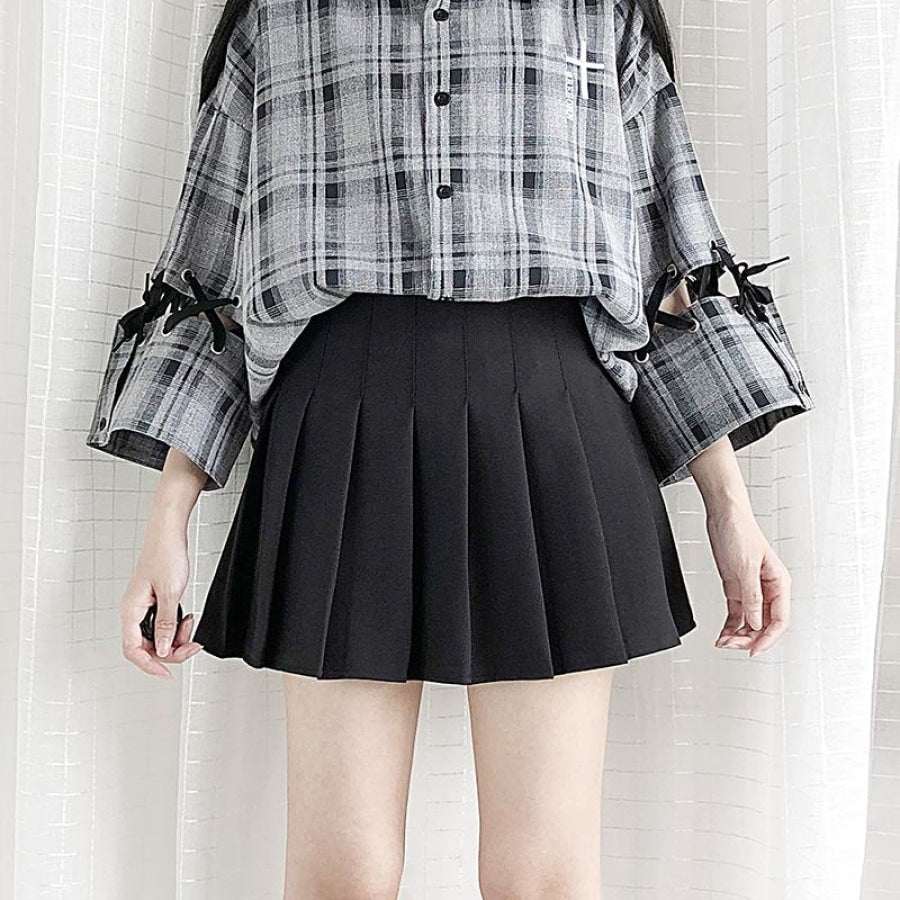 Japanese Solid Pleated College Style Mini Skirt