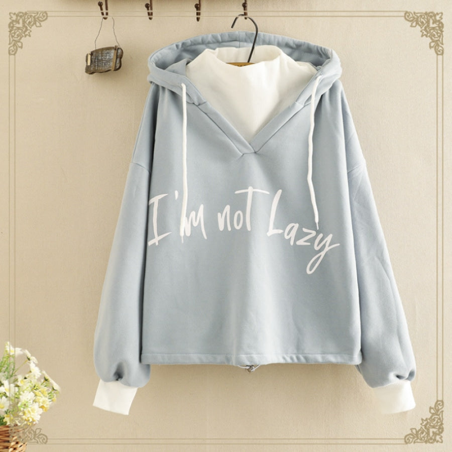 Letter Print Fake Two Piece Hoodie mp005899