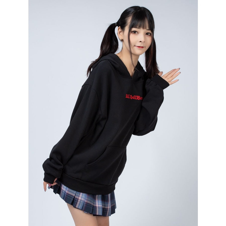 Little Devil Wings Character Oversize Hoodie Sweatshirt Mp005920