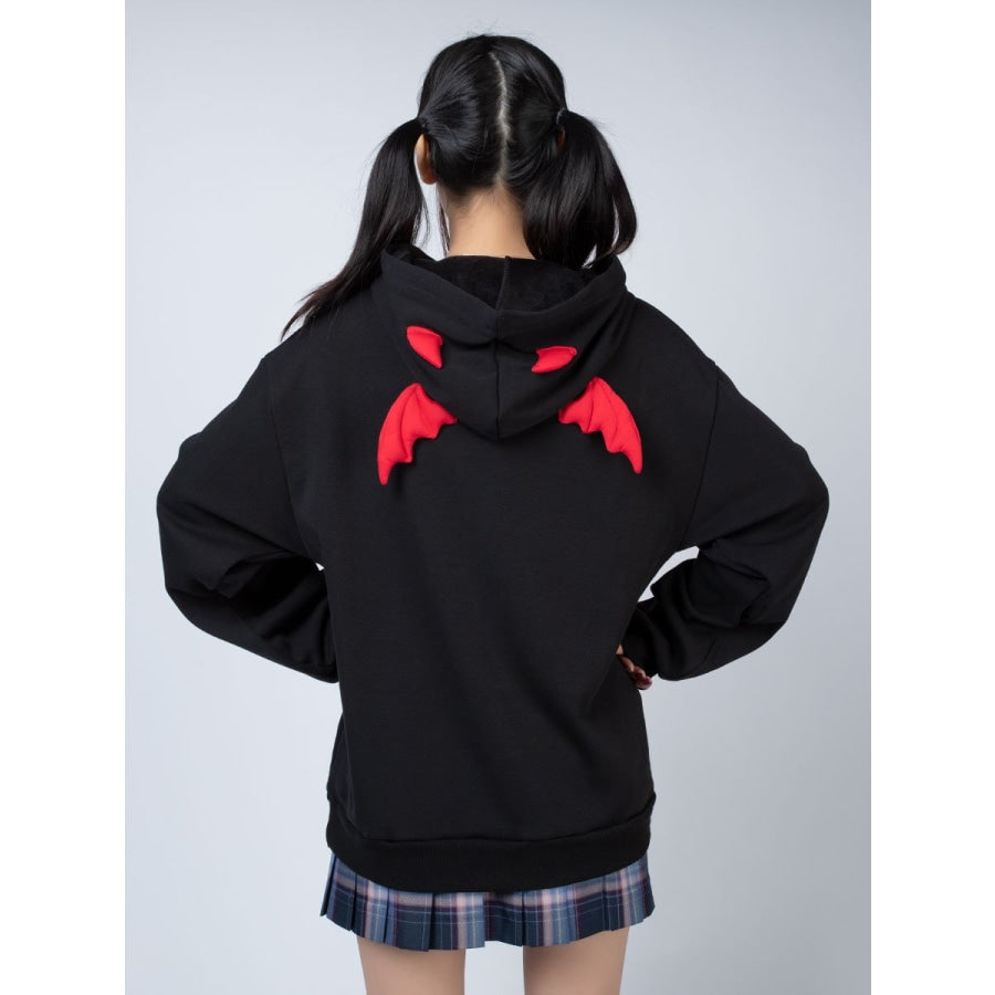 Little Devil Wings Character Oversize Hoodie Sweatshirt Mp005920