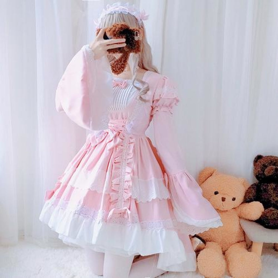 Kawaii Lolita Dress Lace Princess Skirt Lolita Cosplay Summer Dress J52006