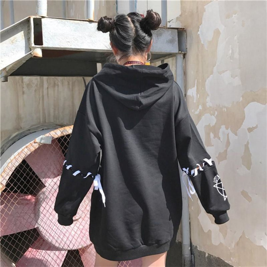 Loose Lace Up Sleeves Rabbit Hoodie Mp005932 Sweatshirt