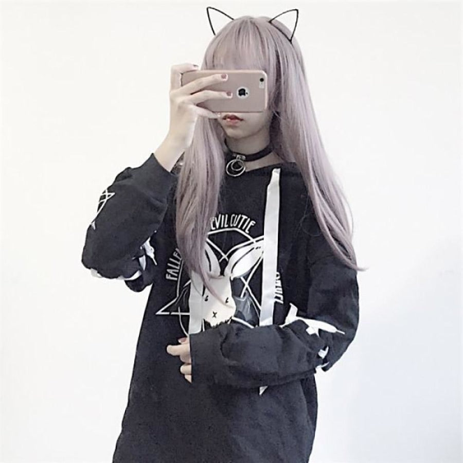 Loose Lace Up Sleeves Rabbit Hoodie Mp005932 Sweatshirt