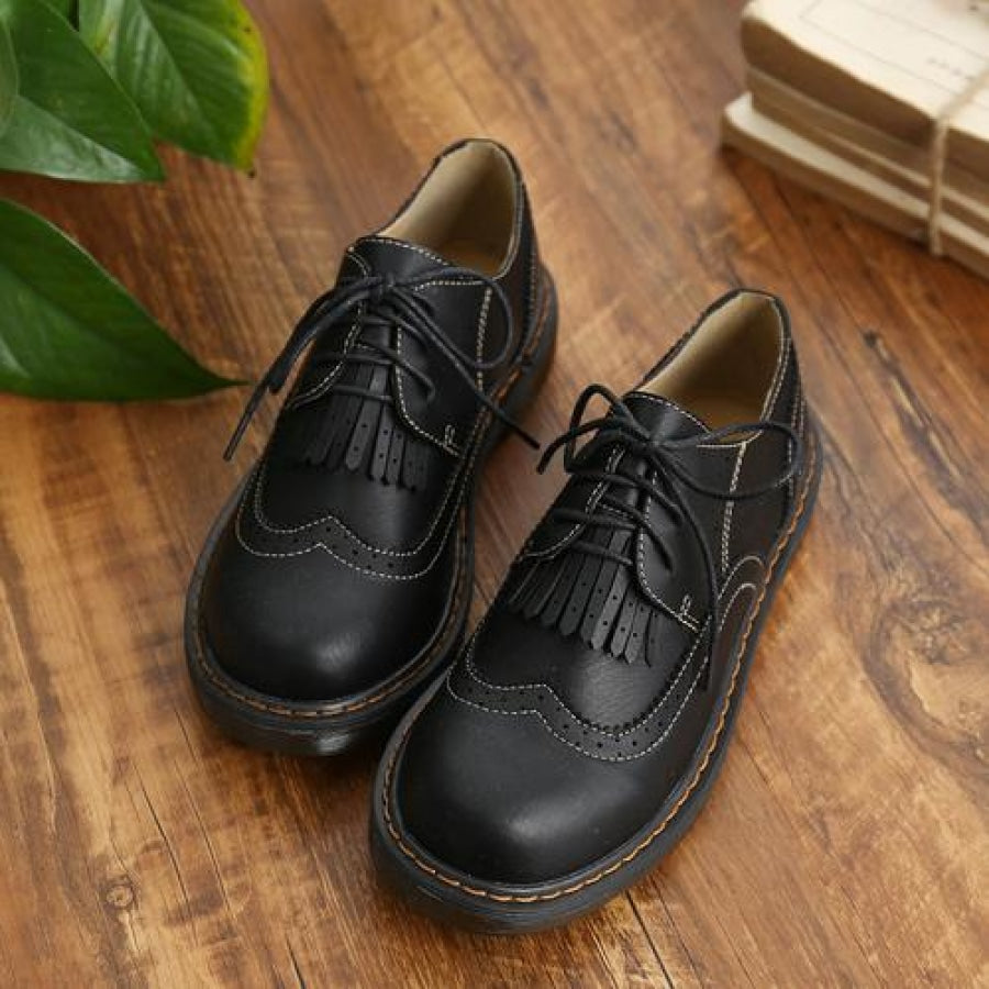 Mori Girl Retro Oxford Martin Round Shoes Black / 34 Canvas