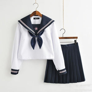 JK Sets Sakura Embroideried Novelty Sailor Suit School Uniform - cosfun