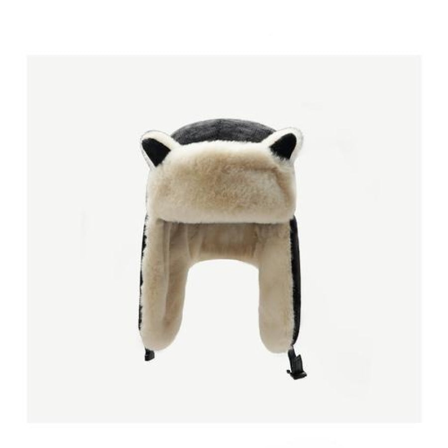 Outdoor Cute Fox Ears Fleece Helmet Caps Black / M56-58Cm Hats&caps