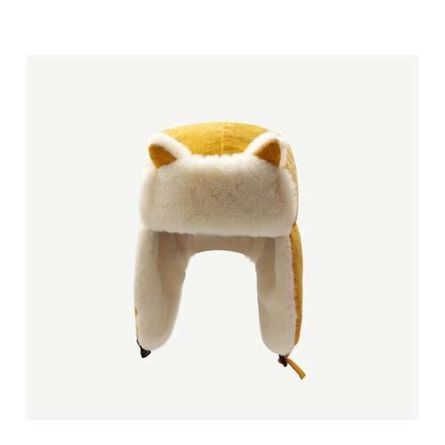 Outdoor Cute Fox Ears Fleece Helmet Caps Yellow / M56-58Cm Hats&caps