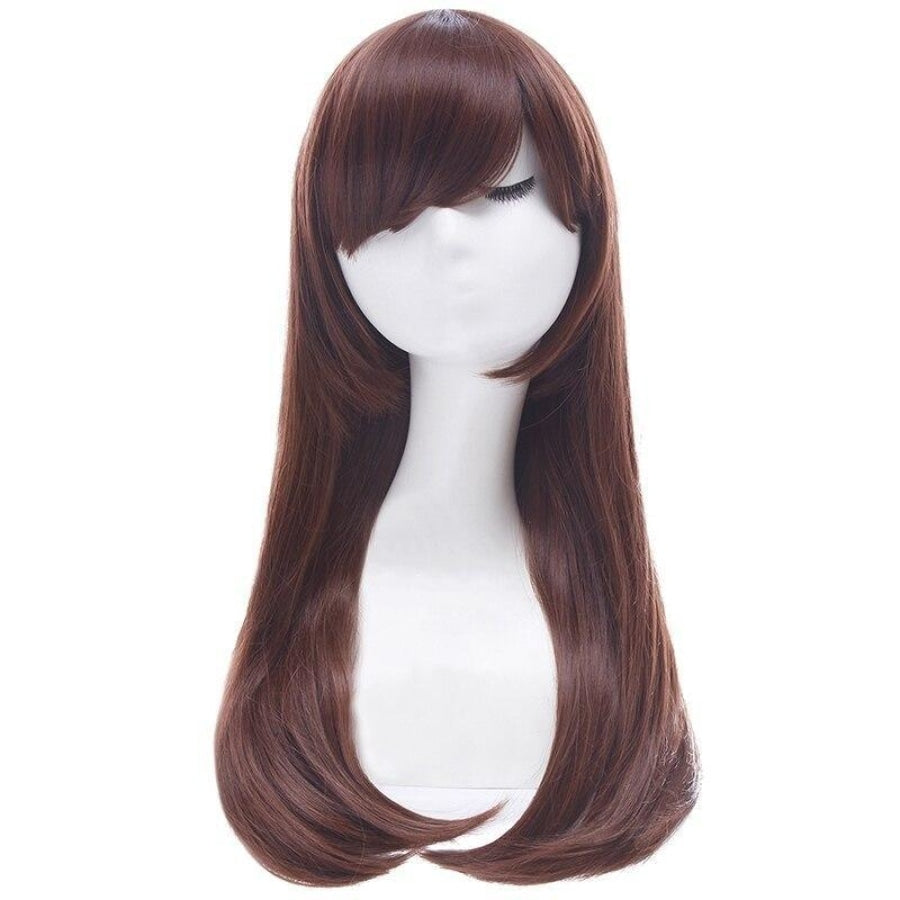 cosfun Over Watch OW Hana Song D.VA Cosplay Wig Long Brown hair