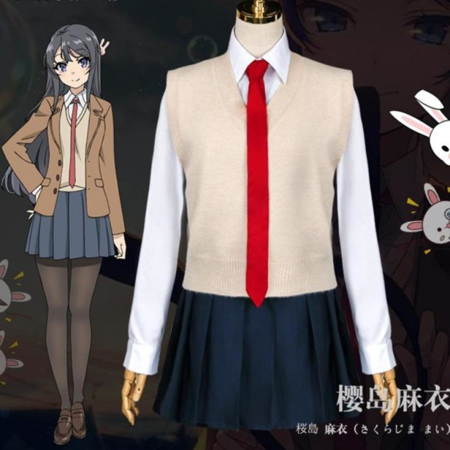 Seishun Buta Yarou wa Bunny Girl Senpai no Yume wo Minai Sakurajima Mai  School Uniform Cosplay Costume