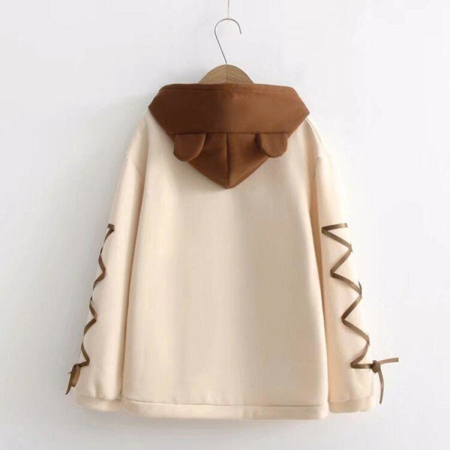 Rilakkuma Bear Ears Lace-Up Sleeves Hoodie Mp006154 Hoodie