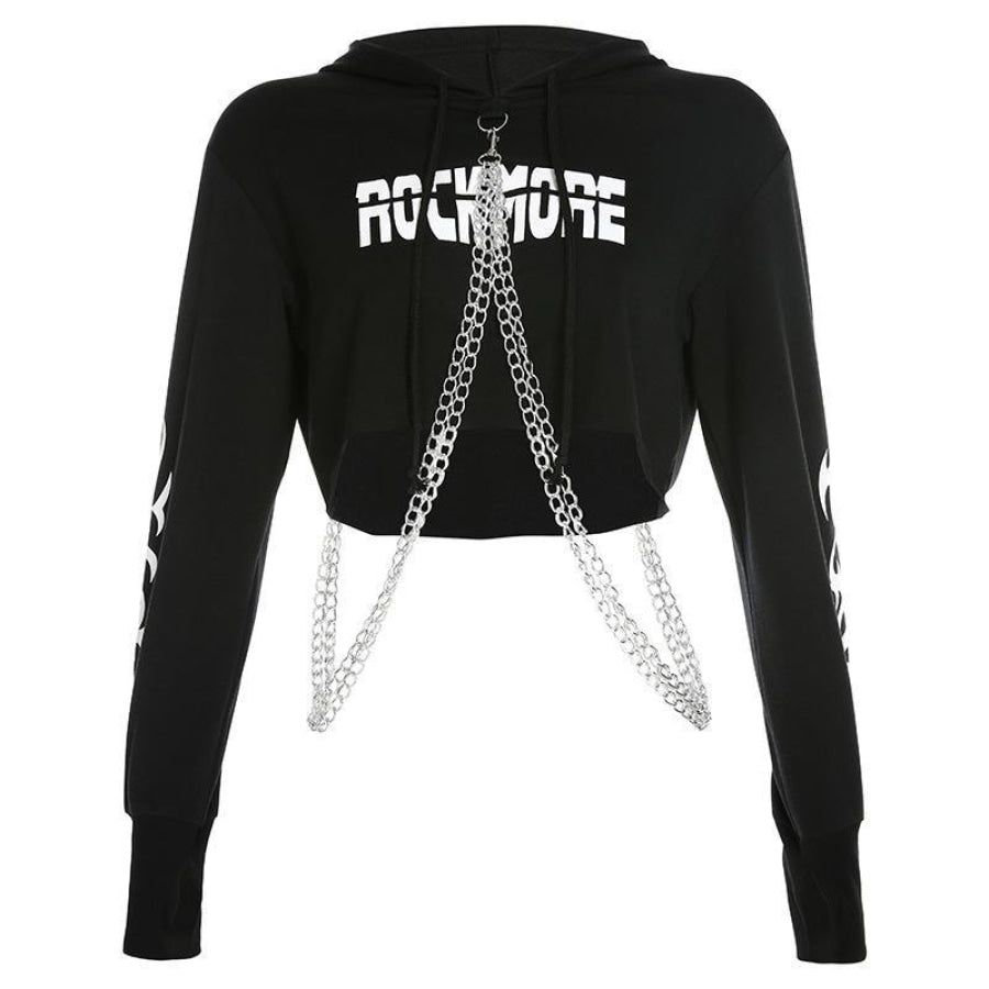 ROCK MORE Print Hip Hop Chain Hooded Tank Crop mp006247 cosfun