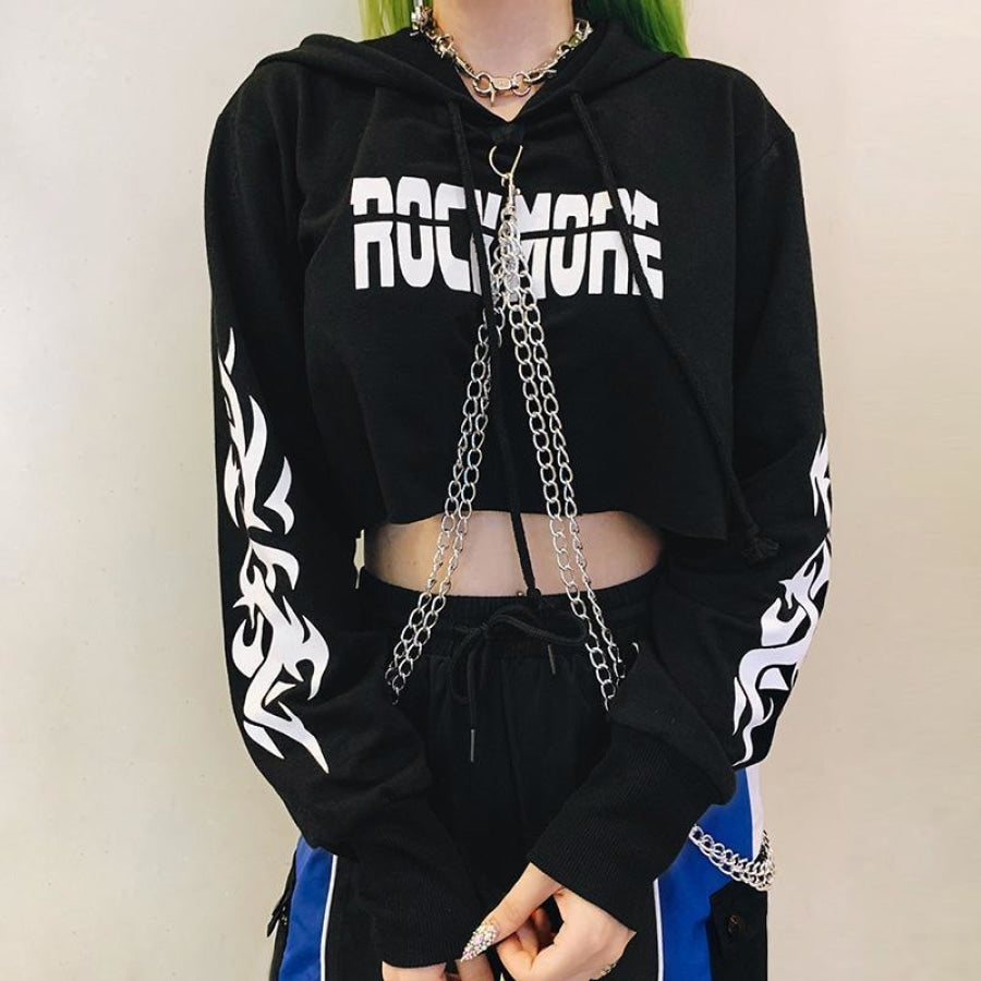 Crop top hoodie online with chains